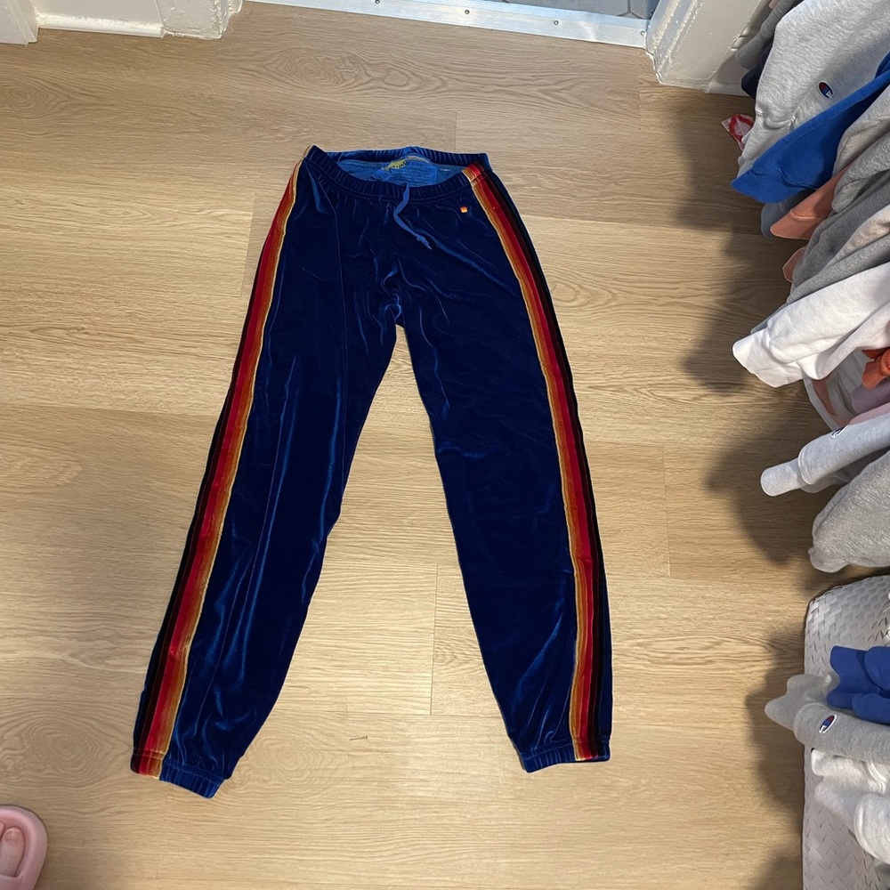 Velvet navy aviator nation sweatpants size small!